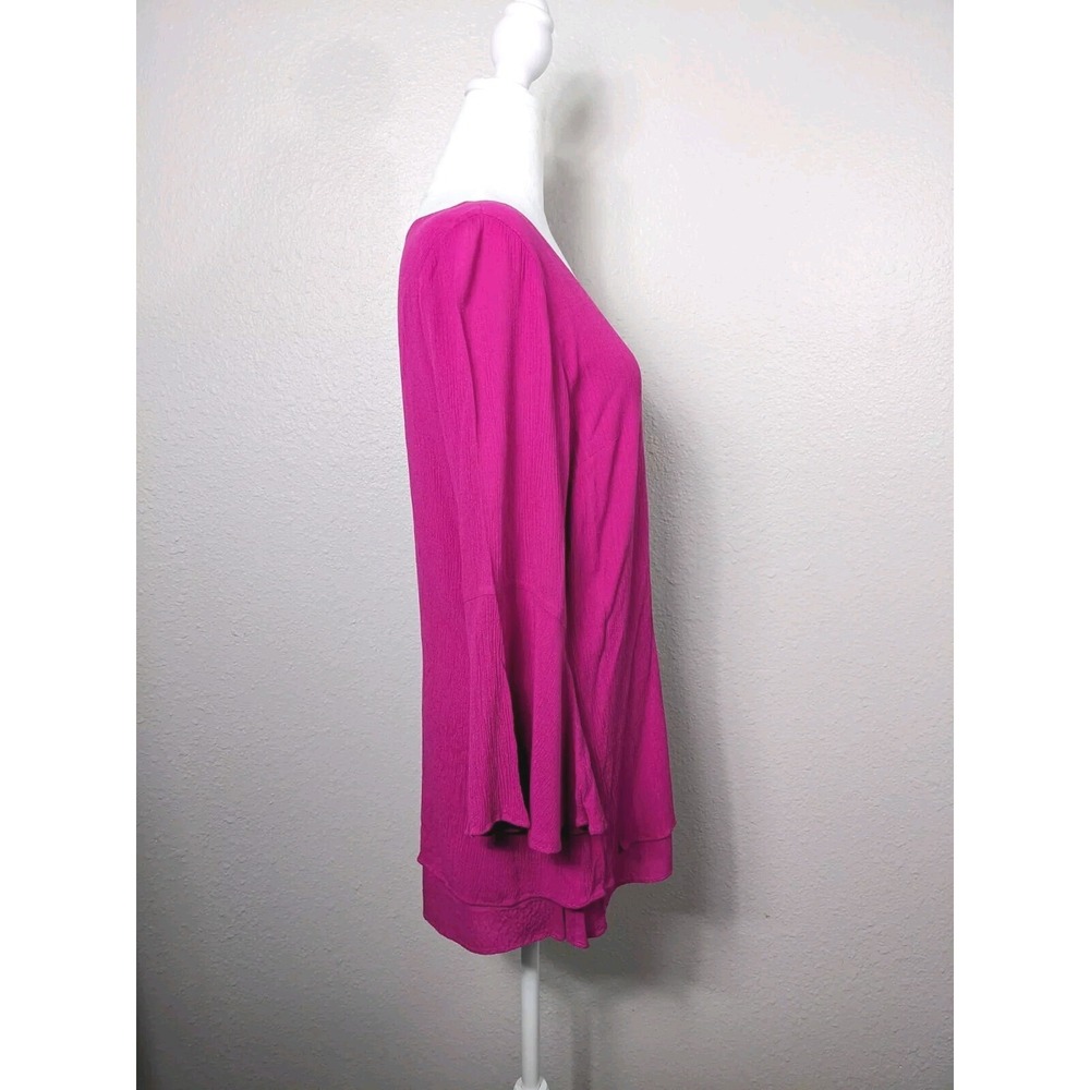 Soft Surroundings S Tunic Top Hot Pink Gabby Gauze Long Sleeve Layered Flowy #10 - Picture 3 of 8